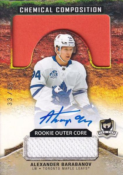AUTO jersey karta ALEXANDER BARABANOV 20-21 UD The CUP Chemical Composition Rookie Outer Core /35